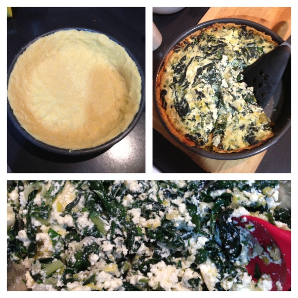 The making of the tart - Pie Crust, Finished Tart and Mixing up the Silverbeet 